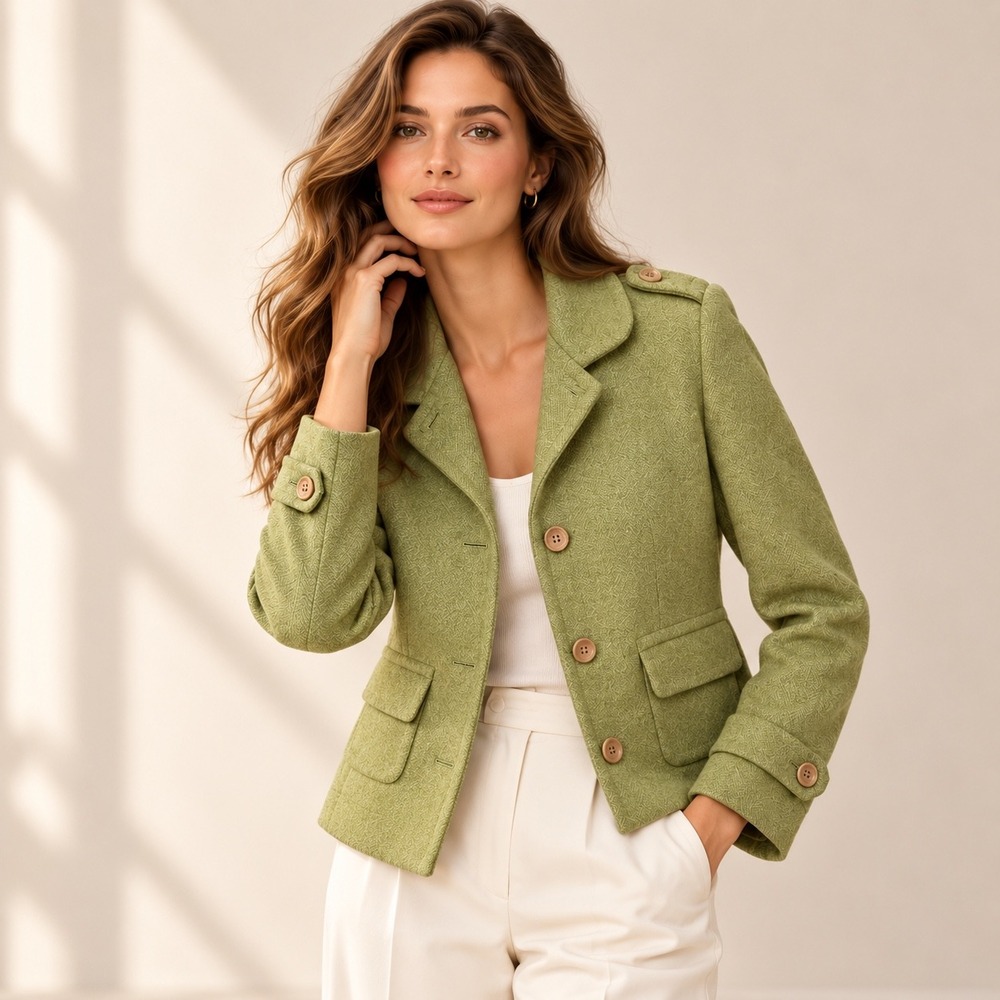 Banana Republic Wool Peplum Blazer Jacket Womens Size M Sage Green Classic Chic